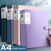 〔R〕Large Capacity A4 100-Pocket Document Folder, Snap Closure Plastic File Organizer for School, Office & Home Storage