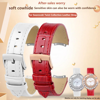 Women's Leather Watchband For Swarovski Twist Collection 118702311603085027203 Cowhide Leather Watch Strap 17mm Soft Pin Buckle