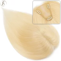 TESS 8x10cm Lace Women Topper Hand Single Knot Hair Toppers 10" Natural Hair Wigs Clip In Human Hair Extensions Blonde Hairpiece