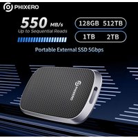 PHIXERO 1TB External SSD 128GB 256GB 512GB 1TB Up to 550MB/S Portable Solid State Drive Storage PSSD 5Gbps For Tablets Laptops
