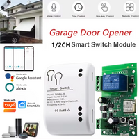 WIFI Smart Garage Gate Electric Door Access Motor Switch DC12V 24V AC220V 1/2CH Pulse Relay Module RF433 Remote Works with Tuya
