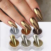 6pcs Golden Metallic Mirror Glitter Nail Art Powder Ultra Bright Chrome Magic Mirror Effect Rubbing Glitter for Manicure Decor