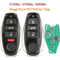 Jingyuqin 3/4-Tasten Smart-Fernbedienung Autoschlüssel mit HitagCVGA PCF7945AC Chip 315Mhz 433Mhz 868Mhz für VW Volkswagen Touareg 2010-2014