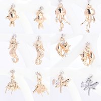 (8945)24K Gold Color Brass with Zircon Marine Life Insect Shaped Pendants Charms High Quality Diy Jewelry Making Accessories