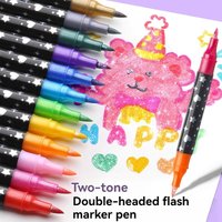 12- Colors glitter highlighter pen set, high appearance level student art drawing pen, key marking glitter marker pen