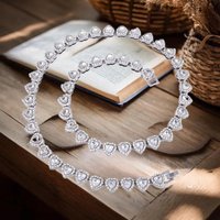 1pcs 45CM New Hip Hop Tennis Chain Bracelet Necklace Shiny Heart Rhinestone Fashion Rock Party Jewelry Decoration Set