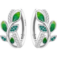 Cycuff Original 925 Sterling Silver Green Zircon Leaves Earrings Women Hoop Earring Anniversary Jewelry Trendy Gifts