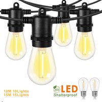 Guirlande lumineuse LED S14 de 50 pieds, pour l'extérieur, à intensité variable, connectable, incassable, pour la décoration de jardin et de balcon