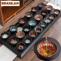 1PC Ceramic Tea Cup Kiln Change China Temmoku Glaze Porcelain Kung Fu Teacups Pottery Chazhan Drinkware Water Mug Gift Wholesale