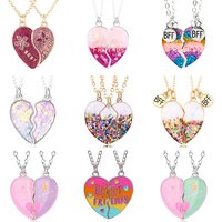 2pcs Chic Heart Magnetic Necklace for Girls Women Kawaii Cat Animal Pendant Chain Best Friends BFF Jewelry Party Gifts 2025