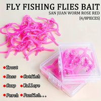 Artificial San Juan Worm Bait-4/8PCS-Brass Bead Head Squirmy Wormy Fly Fishing Flies Trout Nymphs #10