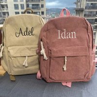 Personalized Kids Embroidered Corduroy Backpack - Custom Name Toddler School Bag, Back to School Essential, Name-Embroidered Pre