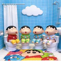 Hot Crayon Shin-chan Style Mobile phone stand Bathroom model Creativity Toilet Modeling Creativity Decompress Desktop Ornament