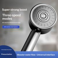 Stainless Steel Pressurized Shower Head - Super Strong 304 Brushed Metal, Shatter-Resistant Bathroom Shower Head