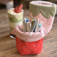 Multi-functional Pencil Case Standing Strawberry Shape Pen Bag Large Capacity Stationery Pouch Students