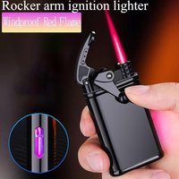 Rocker Arm Ignition Lighter Windproof Adjustable Red Flame Retro Torch Lighters Refillable Butane For Outdoor Camping Candles