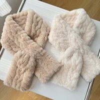 Thick Version Soft and Sticky Fur Scarf for Women Version Solid Color Versatile Cross Short Scarf Autumn and Winter Fur Collar