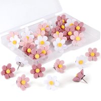 20Pcs Pink Flower Thumbtacks Decorative Push Pins Corkboard For Home, Office Photos, Hanging Charts, And School Decor Supplies