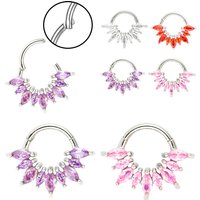 1/4 Pcs 316 Stainless Steel Closed Hinge Inlaid Purple, Pink, White, Orange 5A Zircon Pierced Nose Ring Earrings
