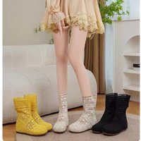 Hot-selling Lace Cool Boots for Women, 6cm Height-increasing, New Summer Boots, Hollow-out Knitted Short Boots Sandals