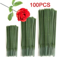 100 PCS Artificial Flower Stem Plastic Flower Stem Hydrangea Rose Flower Head Stick Rod For DIY Wedding Decor Craft Accessory
