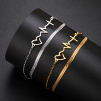 Lucktune Hearts Beating Ecg Pulses Charm Bracelet Stainless Steel Chic Wave Love Heart Jewelry Party Gift for Women Doctor Nurse