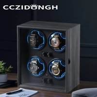 CCZIDONGH Automatischer Uhrenbeweger aus Holz mit 2/4 Fächern, Uhrenbox mit Mabuchi-Motor, Uhrenschrank mit LED-Beleuchtung, Uhrenaufbewahrungsbox