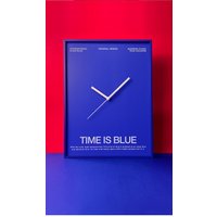 Klein Blue Wall Clock Modern Rectangle Silent Non-Ticking Luxury Living Room Dining Decor Painting Style Metal Quartz