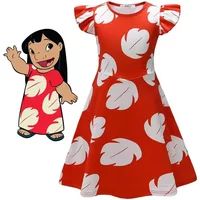 Stitch Cartoon Lilo Girls LILO Girls Skirt Flying Sleeve Dress Son Girl Casual Dresses Halloween Cosplay Skirt