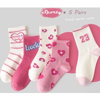 5 Pairs Spring Socks Children's Socks Girls Boys Trendy Pattern Sport Sock Socks Autumn Kids Socks Cotton Sock for 3-12T