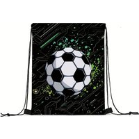 Football Print Drawstring Fitness Bag Unisex Cinch Backpack Durable Creative Pattern for Hiking Travel