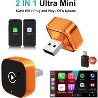 FLIXIVI CAR PLAY Wireless CarPlay Adapter 2-in-1 mini Wired to Wireless Dongle for Apple & Android Plug and Play Universal Car