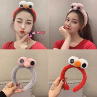 Sesame Street Cartoon Cute Headband New Plush Big Eyes Headband Women's Face Wash Headband Children's Headwear
