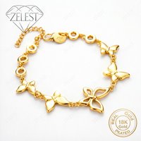 925 Sterling Silver 18K Gold Plated 8-inch Delicate Butterfly Pendant Bracelet, Women's Fashion Wedding Party Jewelry