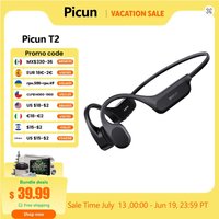 Picun T2 Bone Conduction Earphone IPX8 32GB Bluetooth 5.4 Wireless Headset Hands-free with Mic Waterproof Earbud for Swim Riding
