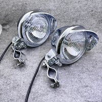 2pcs Chrome Motorcycle Front Headlight Bulb Spot Light Fog Driving Lamp Light 12V For Honda Yamaha Suzuki Kawasaki BMW