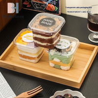 50Pcs Clear Plastic Cups Disposable Mousse Dessert Box With Lid Dessert Acrylic Food Cake Cup 150/250/380ml Packaging Box B.H