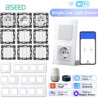 BSEED WIFI Click Switch Modules Single Live Smart Light Switch Parts Glass Frame DIY Combination Wall Sockets USB Charge TV Key