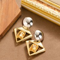 Fashionable and Exquisite Exaggerated Glass Crystal Geometric Earrings Feminine Versatile Simple Personalized Earrings