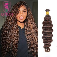 Color 4 30 Bulk Human Hair Deep Wave For Braiding Deep Curly No Weft Double Drawn Bulk Human Hair For Boho Braids 12-26Inch