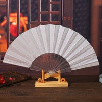 Vintage Portable Folding Fan Elegant Plain Fabric Hand Fan Chinese Plastic Silk Fan Handheld for Weddings Travel Party Dancing