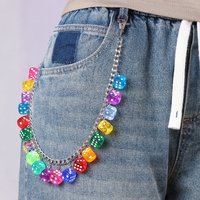 Personality DIY Dice Pants Chain Punk Hip Hop Men And Women One's Waist Chain Colorful Pendant Keychain Luxury Y2K Accessories