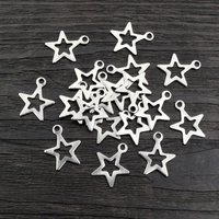 30pcs 17x14mm No Fade Charms 316 Stainless Steel Hollow Star Bracelet Necklace Pendant Charms DIY Jewelry Making Findings