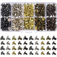 150 Sets Round Flat Head Chicago Screws Buttons Rivets Screwback Spots Metal Nail Rivet Studs for Leather Crafting 5/16 Inch