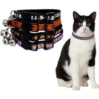 1PC Adjustable Quick Release Cat Collars with Bells Pumpkin Skull Themed Puppy Collar for Small Large Pet Halloween