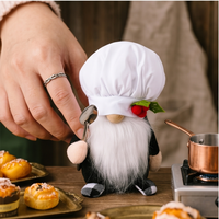 1pcs Scandinavian Kitchen Chef Gnome Plush Decor with Chef Hat Spoon & Berries Accent for Tiered Tray And Kitchen Decor