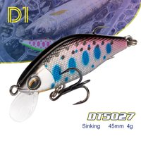 D1 Minnow Fishing Lures 45mm 4g Sinking Hard Baits Artificial Trout Mini Wobblers For Pesca Perch Bass Stream Fish Tackle DT5027
