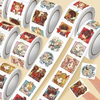 500pcs/roll Anime Witch Hat Atelier Stickers Koko Kifuri Nephrite Tetia Cartoon Characters PVC Stickers Notebook Skateboard Mobi