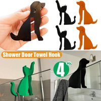 3D Glass Shower Door Hooks Multifunction Dog Cat Shaped Clothes Towels Hanging Racks No Drilling Bathroom Storage Tools