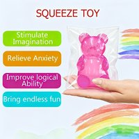 Transparent Clear Bear Squishy Soft Squeeze Toy Stress Relief Fidget Toy Stretchable Cartoon Bear Sensory Decompression Gift